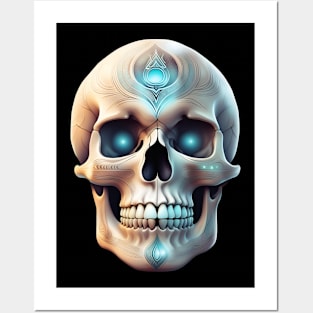 Eyes glowing skull Posters and Art